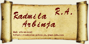Radmila Arbinja vizit kartica